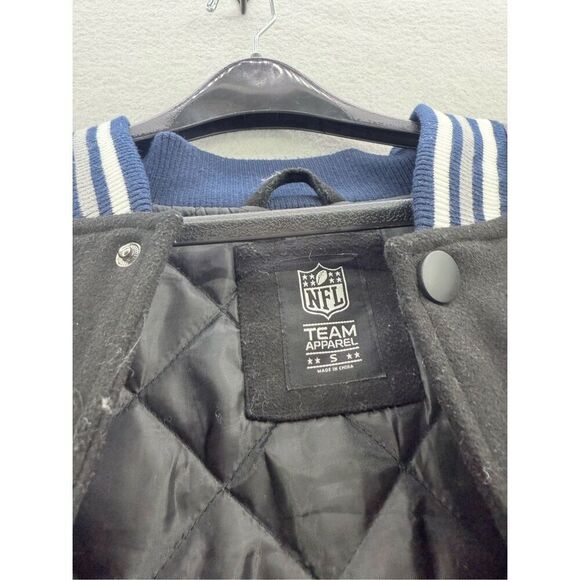 NFL Team Apparel Mens Black Gray Full Snap Dallas Cowboys Varsity Jacket Small - Picture 4 of 9